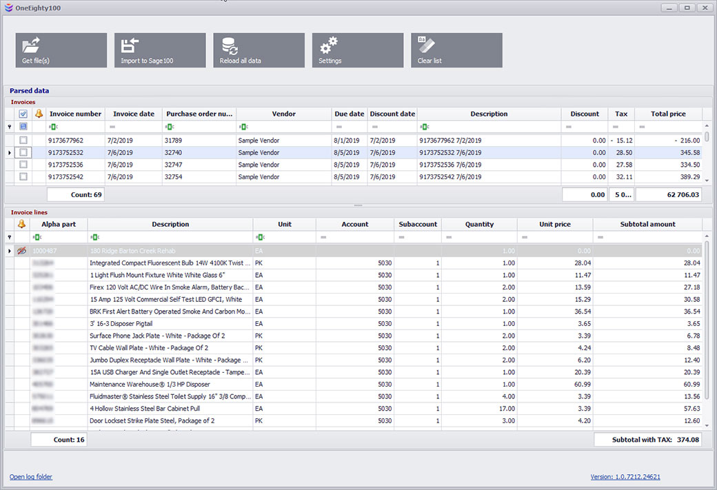 Invoice Integration for One Eighty Construction