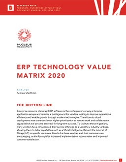 Analyst Report - ERP Technology Value Matrix 2020